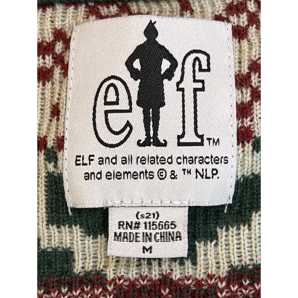 ELF Cardigan Sz M Buddy Cotton Headed Ninny Muggins Ugly Sweater Christmas Party - Picture 4 of 7